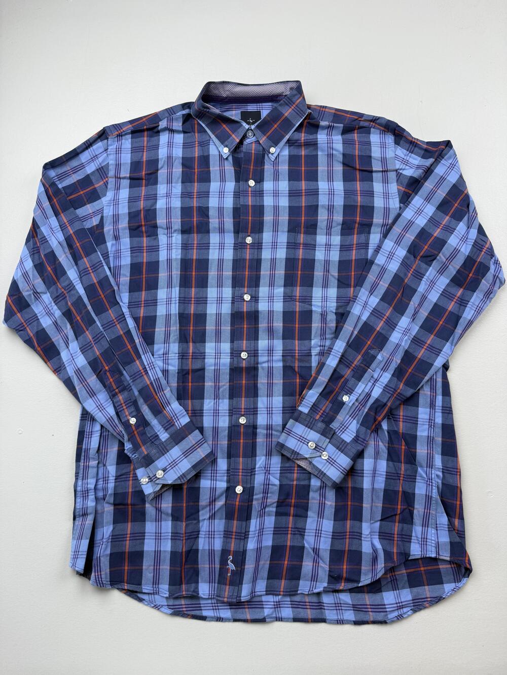 Tailorbyrd Shirt Mens XL Blue Plaid Long Sleeve Button Down Casual Twill